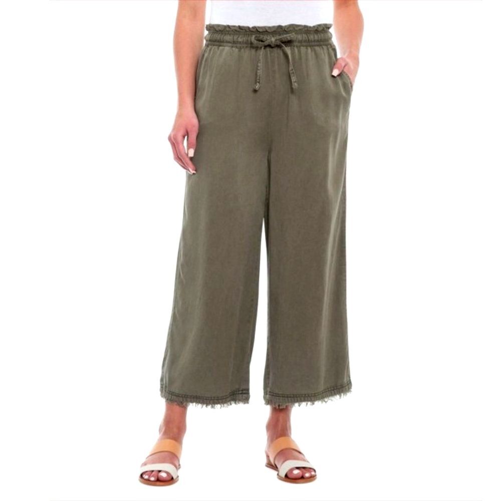 C&C California Olive Paper-Bag Waist Wide-Leg Pant Size S